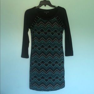 Blue Chevron Bodycon Dress